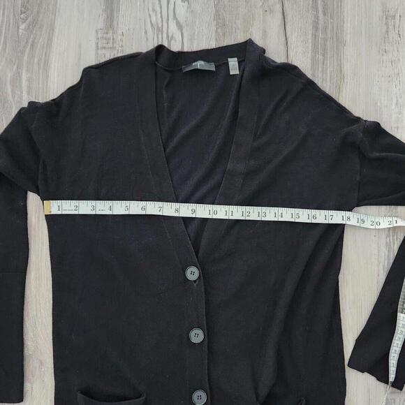 Tahari Sweater Medium Black V Neck Button Down cardigan Stretch Long - Picture 6 of 7